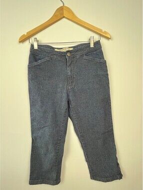 GIO Ladies Cropped Jeans Giordano – Waist 27, Washed Denim, Slim Fit